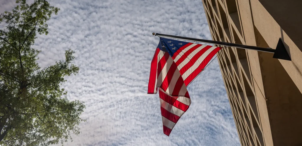 low angle flag of usa